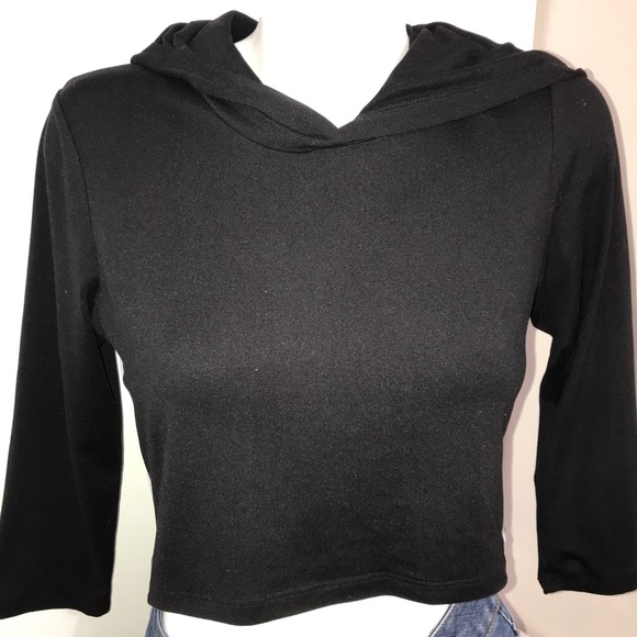 CooPerformance Black Cropped Silver Striped Hoodie - Picture 4 of 10